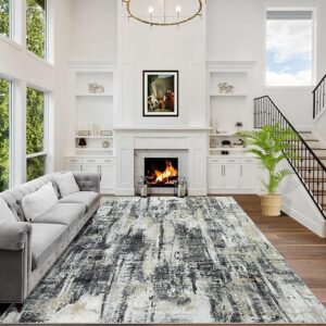 Anti-Skid Modern Abstract Living Room Rug Soft (black, white, & gold)