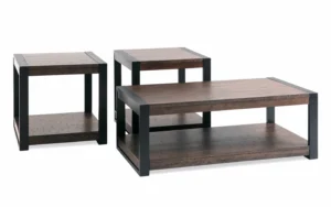 Carson Black & Dark Brown Coffee & 2 End Table Set