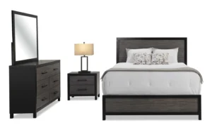 Fusion 4 Piece Queen Black & Gray Panel Bedroom Set
