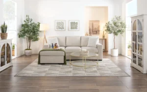 Playday Beige 93'' 3 Piece Right Arm Facing Pop-Up Sleeper Chaise Sectional with USB & USB-C Ports & Swivel Chair